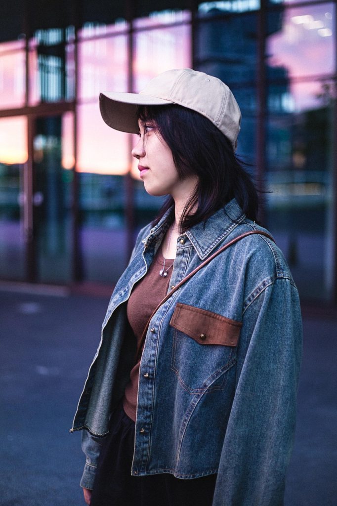 girl, sunset, sunset glow, twilight, nature, city, fashion, portrait